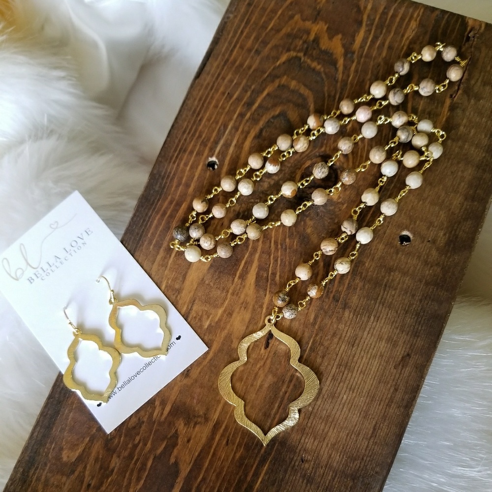 Jasper Natural Stone Necklace Set